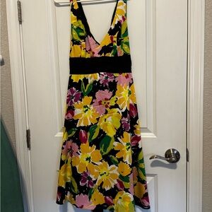 B. Smart Floral Midi Dress - Yellow, Pink, Green